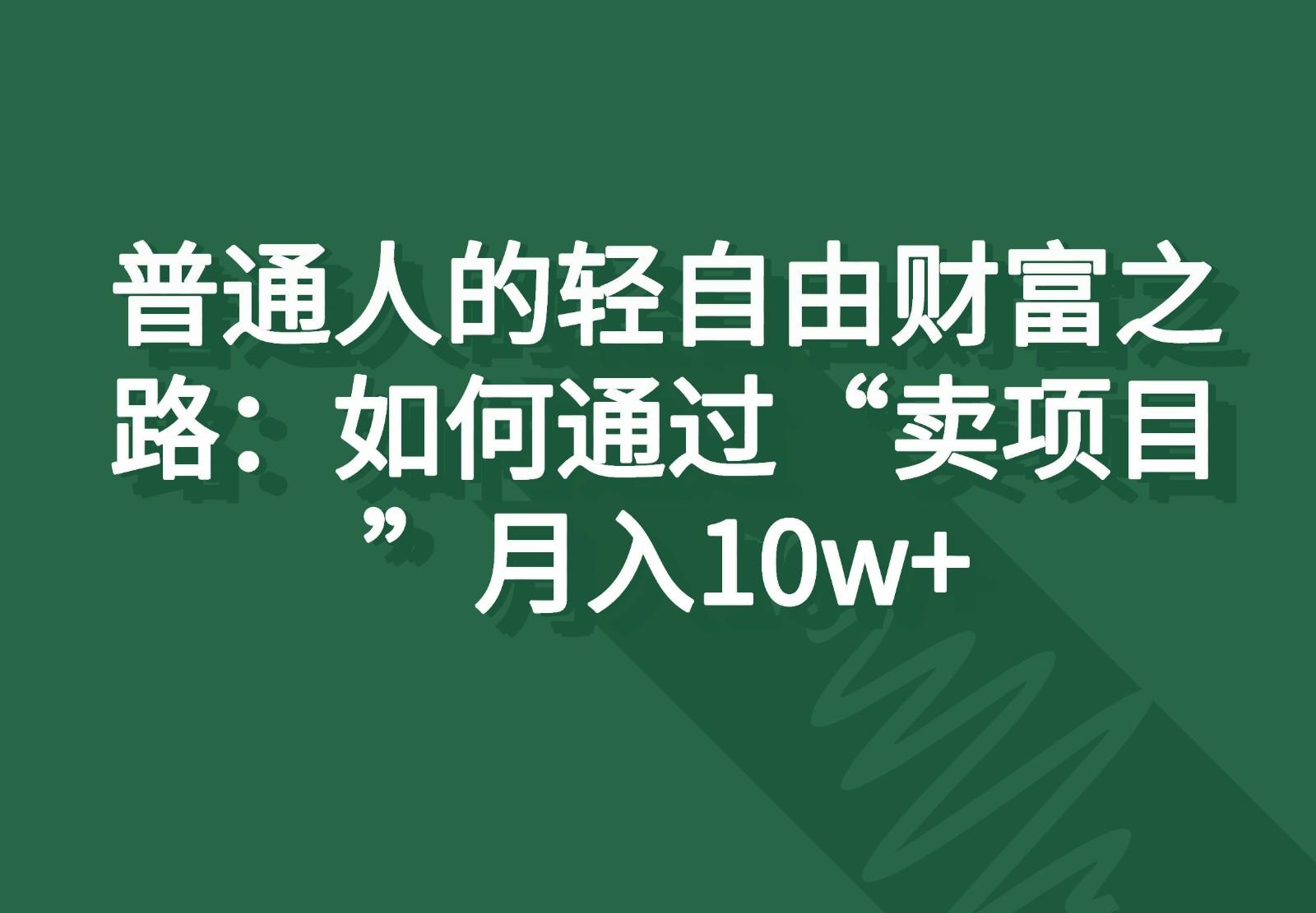 图片[1]-普通人的轻自由财富之路：如何通过“卖项目”月入10w+-shxbox省心宝盒