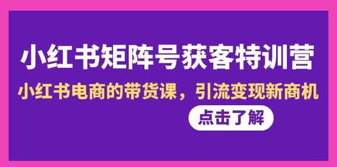 图片[1]-小红书矩阵号获客特训营-第10期，小红书电商的带货课，引流变现新商机-shxbox省心宝盒