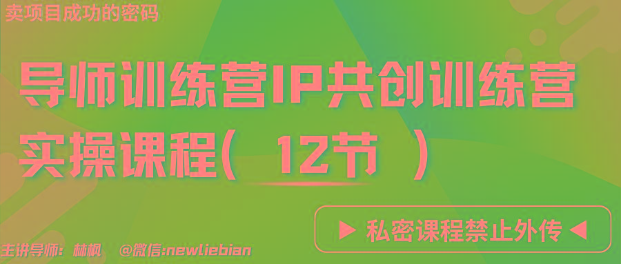 图片[1]-导师训练营3.0IP共创训练营私密实操课程(12节)-卖项目的密码成功秘诀-shxbox省心宝盒