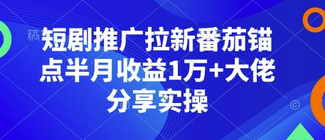 短剧推广拉新番茄锚点半月收益1万+大佬分享实操